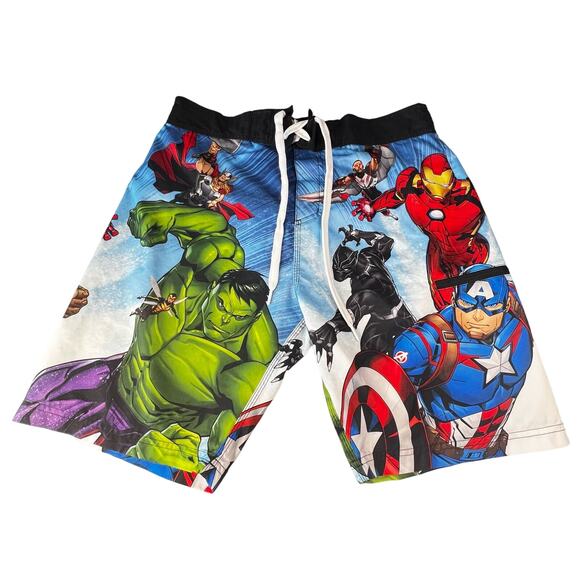 Marvel Superheroes Swim‎ Trunks Mens M Captain America Thor Hulk Iron Man - Picture 1 of 8